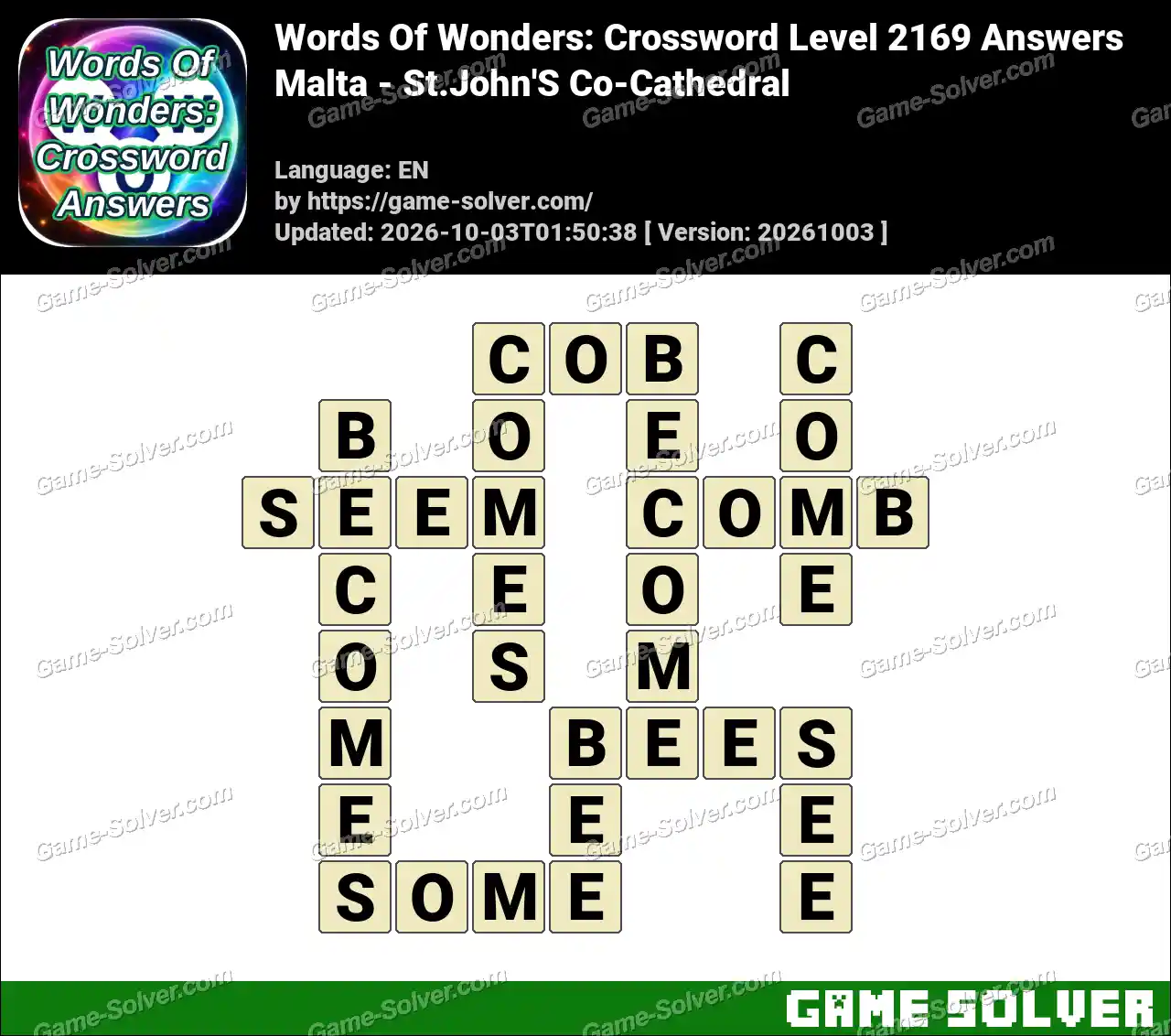 Words Of Wonders: Crossword Level 2169 Answers – Malta – St.John’S Co-Cathedral